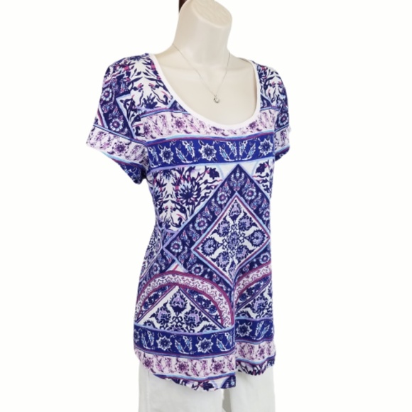 Lucky Brand Tops - Lucky Brand Placed Rug tee blue purple L
